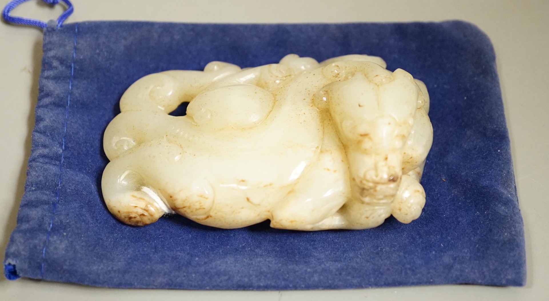 A large Chinese jade carving of a chilong, Song or later, 10.3cm